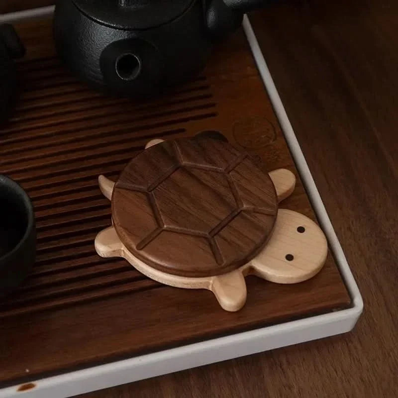 TEANEST – Wooden Turtle Table Protector for Hot Teapots