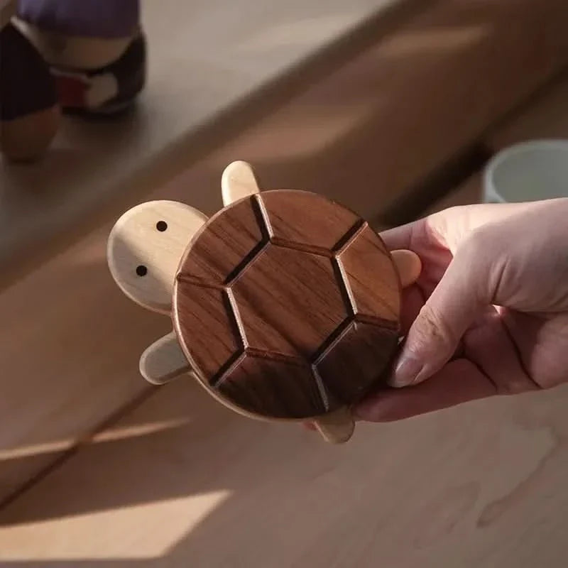 TEANEST – Wooden Turtle Table Protector for Hot Teapots