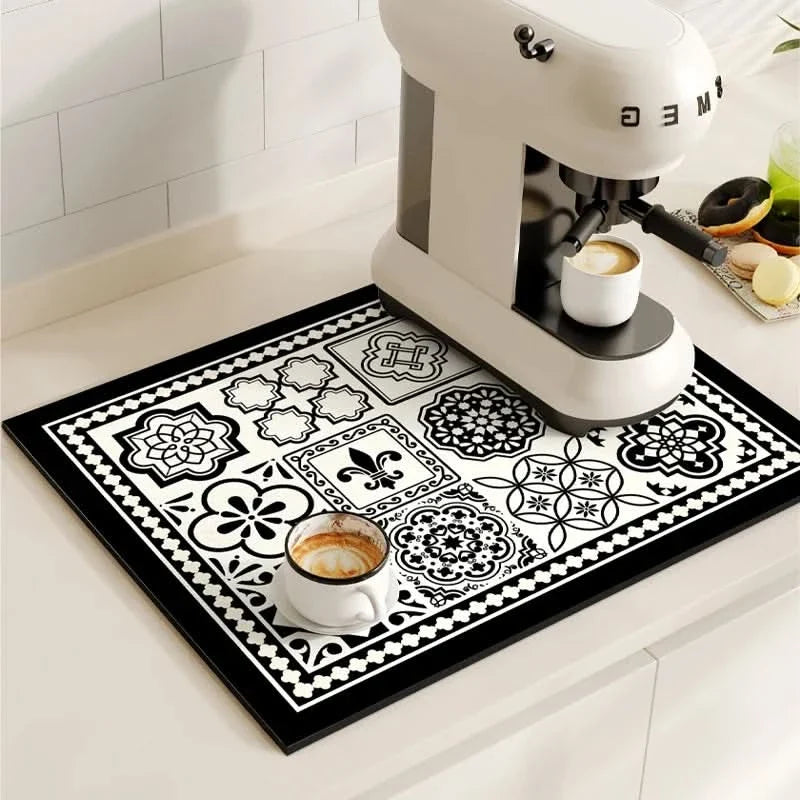 BREWLIVA – Retro Coffee Maker Mat for Kitchen Counter Protection