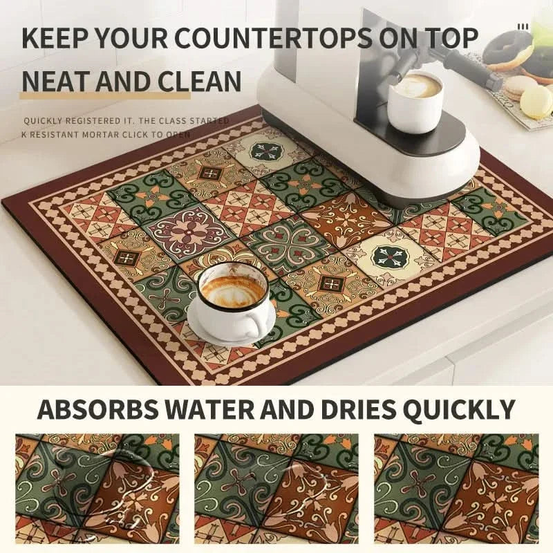 BREWLIVA – Retro Coffee Maker Mat for Kitchen Counter Protection