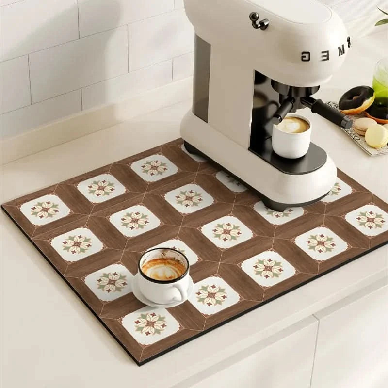 BREWLIVA – Retro Coffee Maker Mat for Kitchen Counter Protection