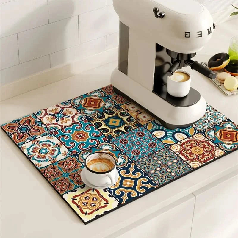 BREWLIVA – Retro Coffee Maker Mat for Kitchen Counter Protection