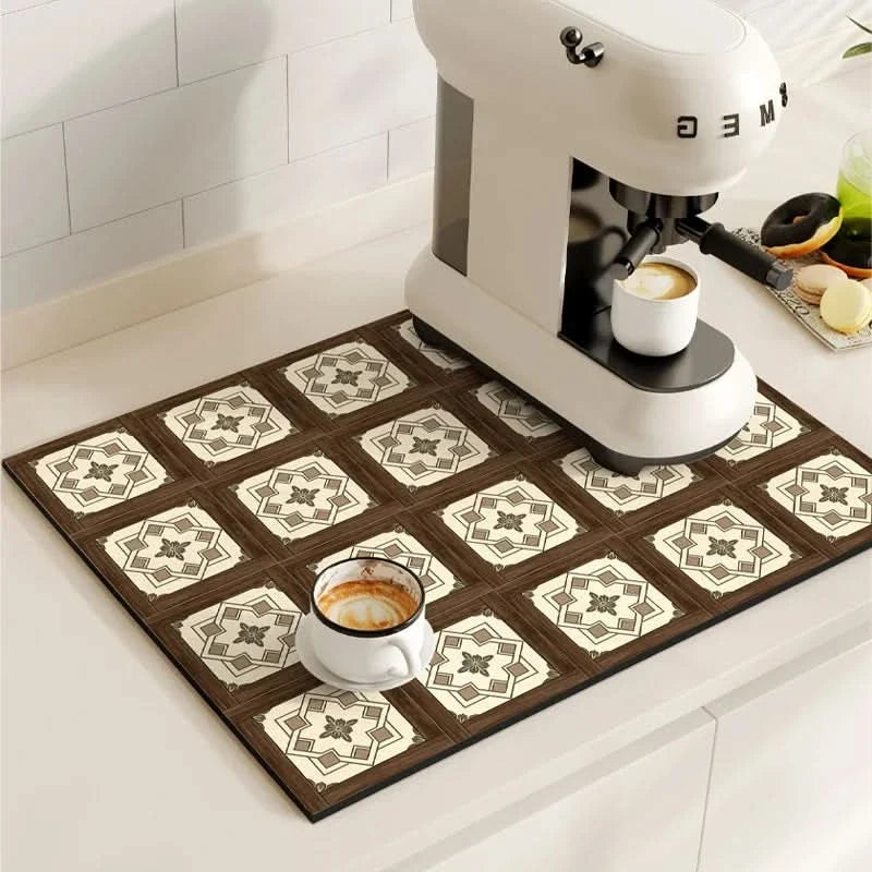 BREWLIVA – Retro Coffee Maker Mat for Kitchen Counter Protection