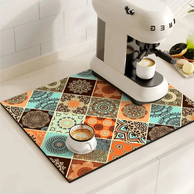 BREWLIVA – Retro Coffee Maker Mat for Kitchen Counter Protection
