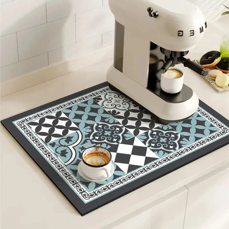 BREWLIVA – Retro Coffee Maker Mat for Kitchen Counter Protection