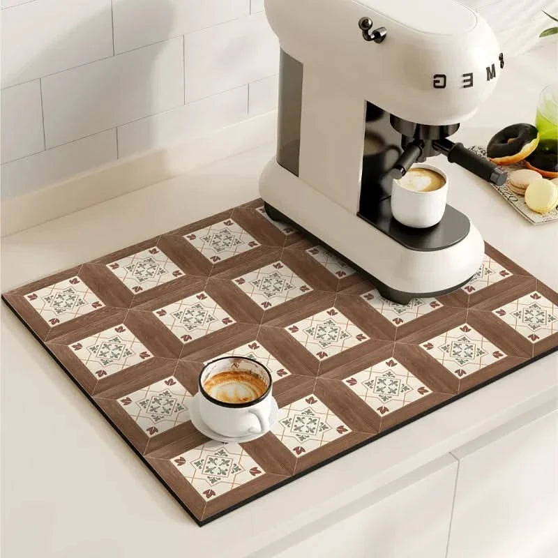 BREWLIVA – Retro Coffee Maker Mat for Kitchen Counter Protection