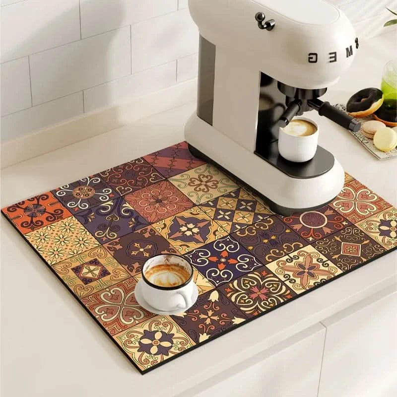 BREWLIVA – Retro Coffee Maker Mat for Kitchen Counter Protection