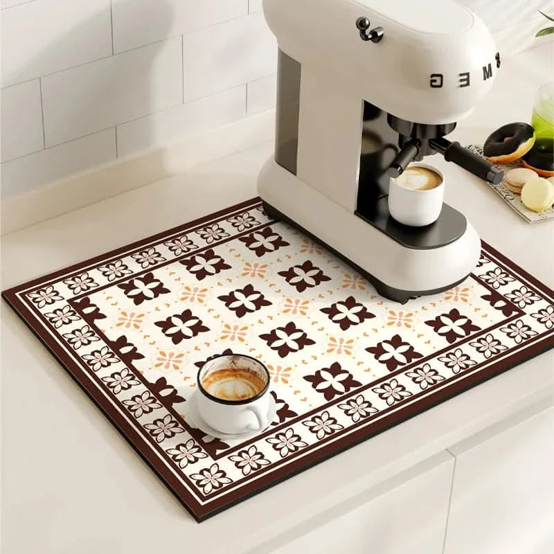 BREWLIVA – Retro Coffee Maker Mat for Kitchen Counter Protection