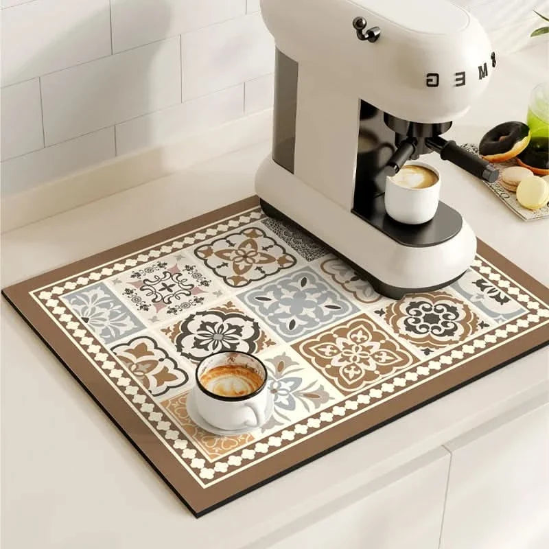 BREWLIVA – Retro Coffee Maker Mat for Kitchen Counter Protection