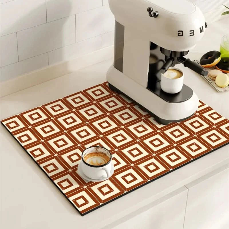 BREWLIVA – Retro Coffee Maker Mat for Kitchen Counter Protection