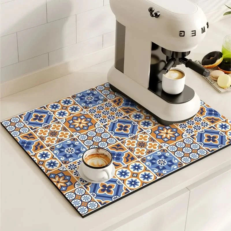 BREWLIVA – Retro Coffee Maker Mat for Kitchen Counter Protection